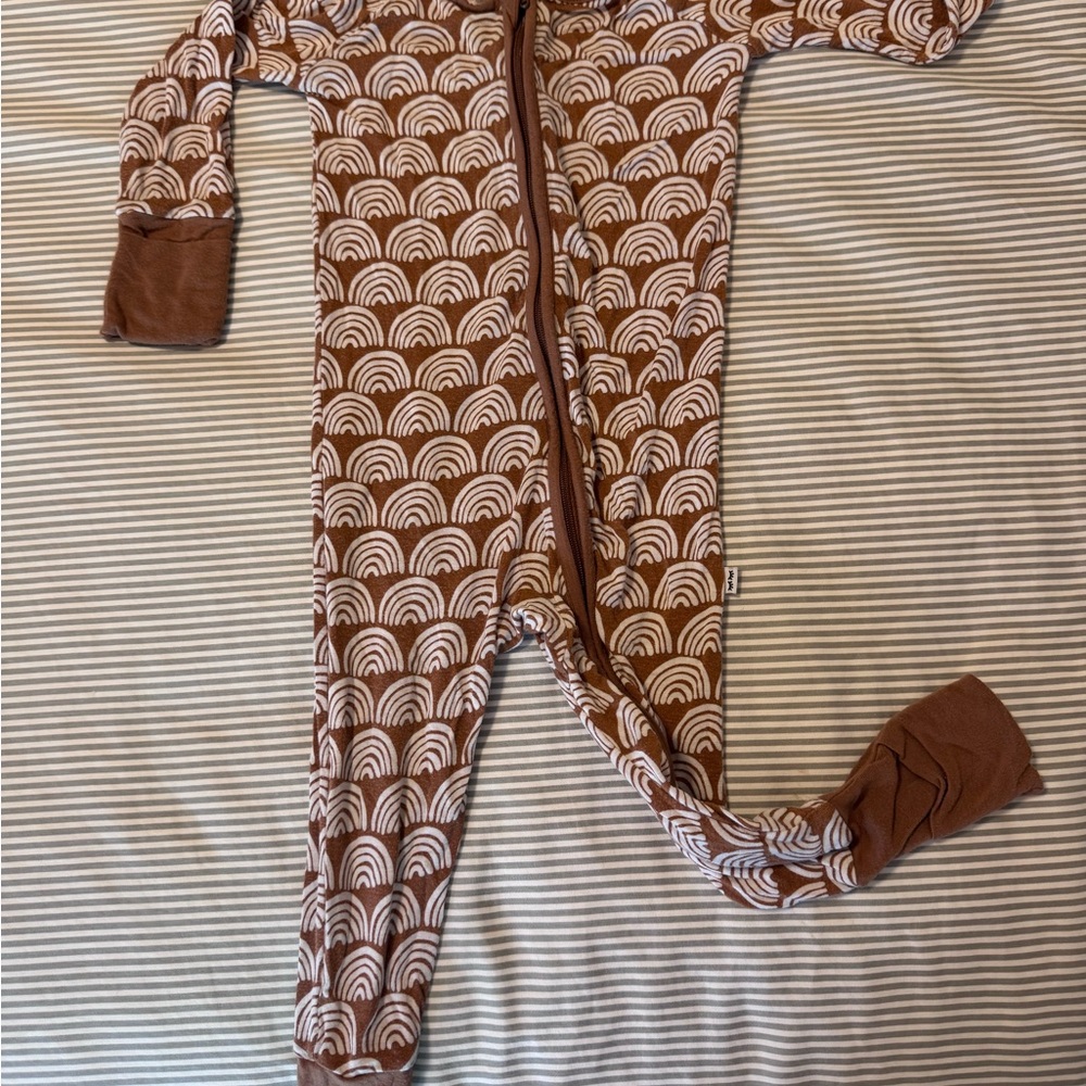 Little Sleepies Rust Rainbow Brown One Piece
